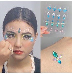 Gemstones face ornaments sticker for women girls kids stage performance makeup eyebrow stickers Eye makeup bling tear diamond face diamond sticker
